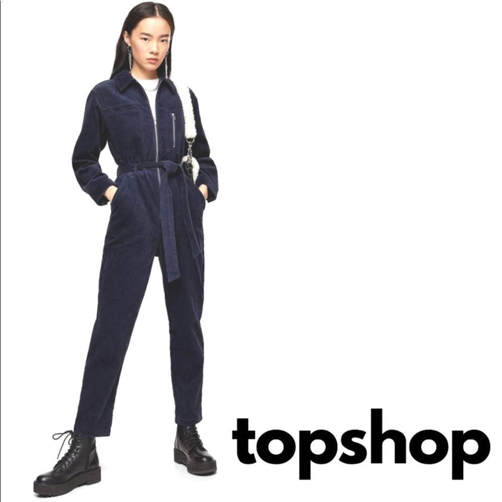 NWT Navy TOPSHOP Corduroy Jumpsuit